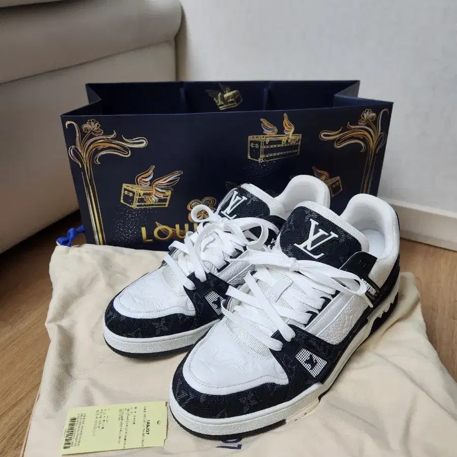(새상품급) 루이비통 LV 데님 모노그램 트레이너 스니커즈 7사이즈