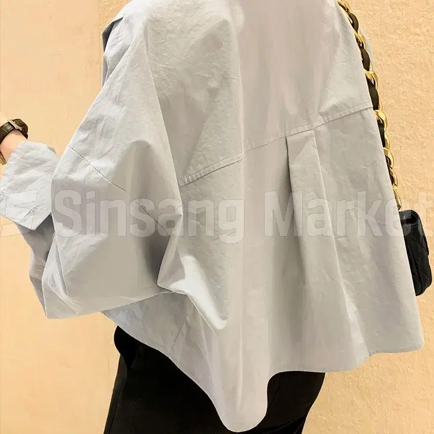 [빠른발송] 시티 크롭 셔츠 국내 핀턱 오버핏 숏 카라 55-88 빅사이