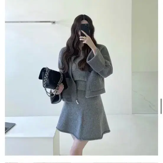 LEU 그레이 자켓 스커트 세트