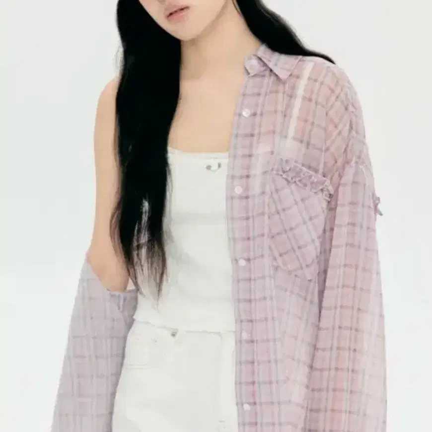 포니즈 프릴 체크 셔츠