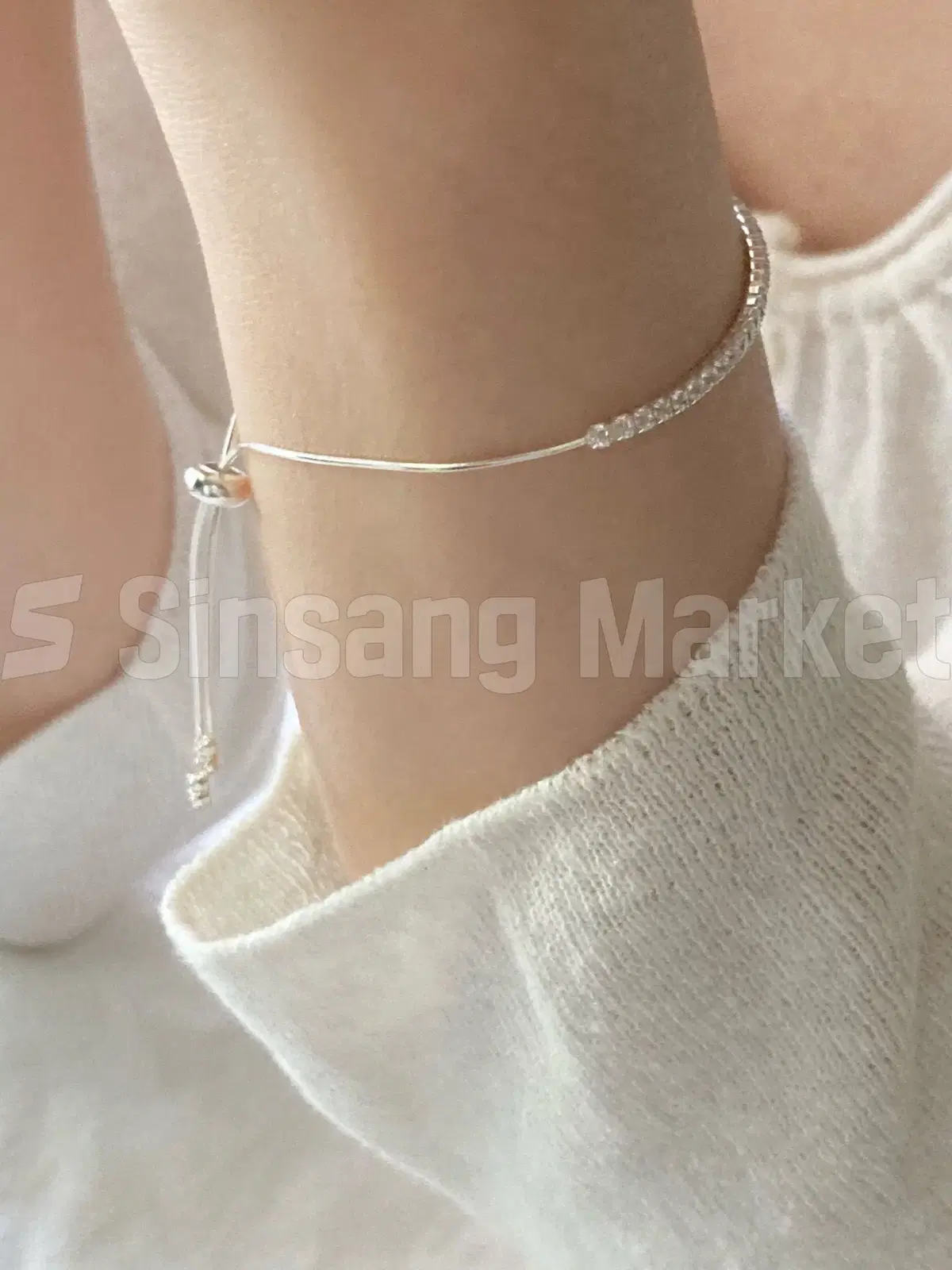 [빠른발송] 925실버 하프 테니스 큐빅 슬라이딩 뱀줄 팔찌