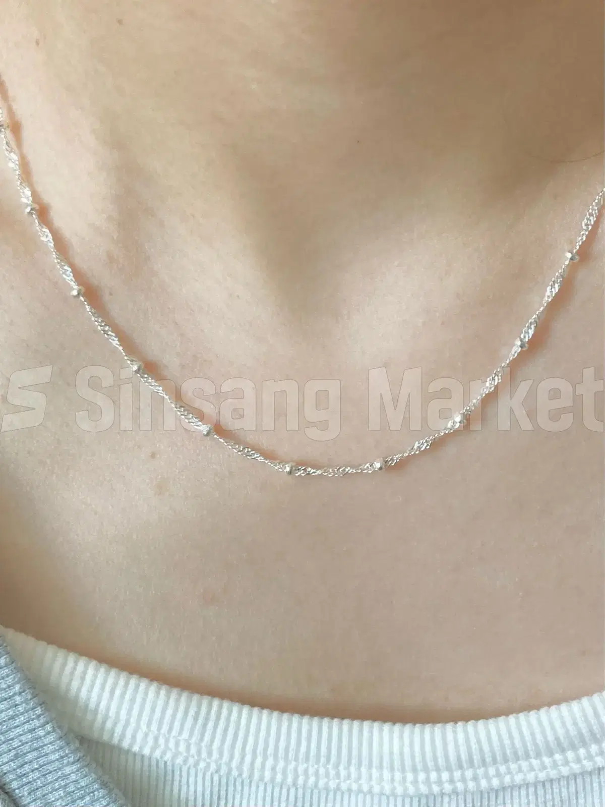 [빠른발송] 925실버 커브 체인 납작볼 목걸이