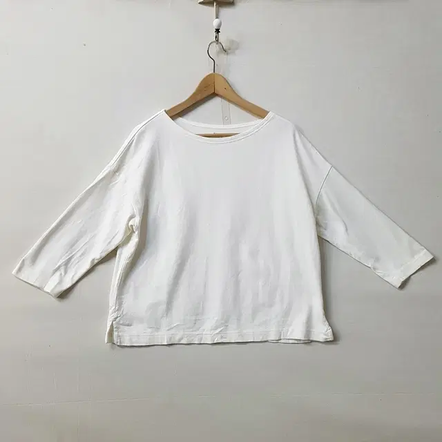 무인양품 코튼 보트넥 티셔츠 화이트