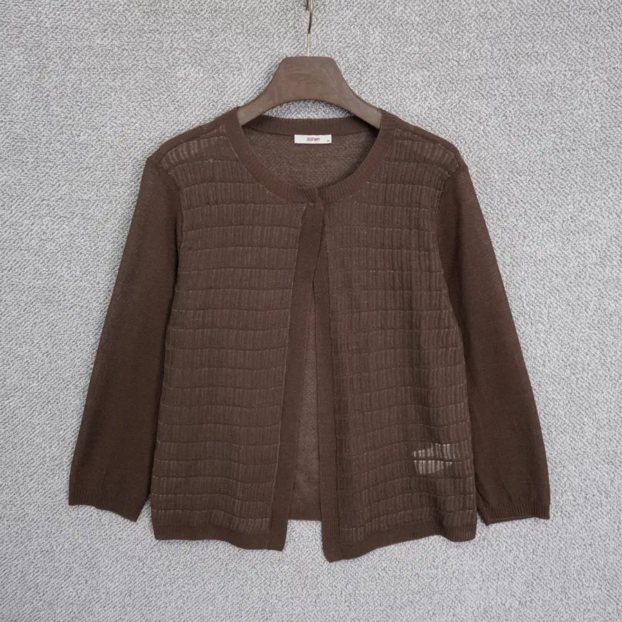 지센 여성 얇은 원버튼 간절기 7부 가디건 95size