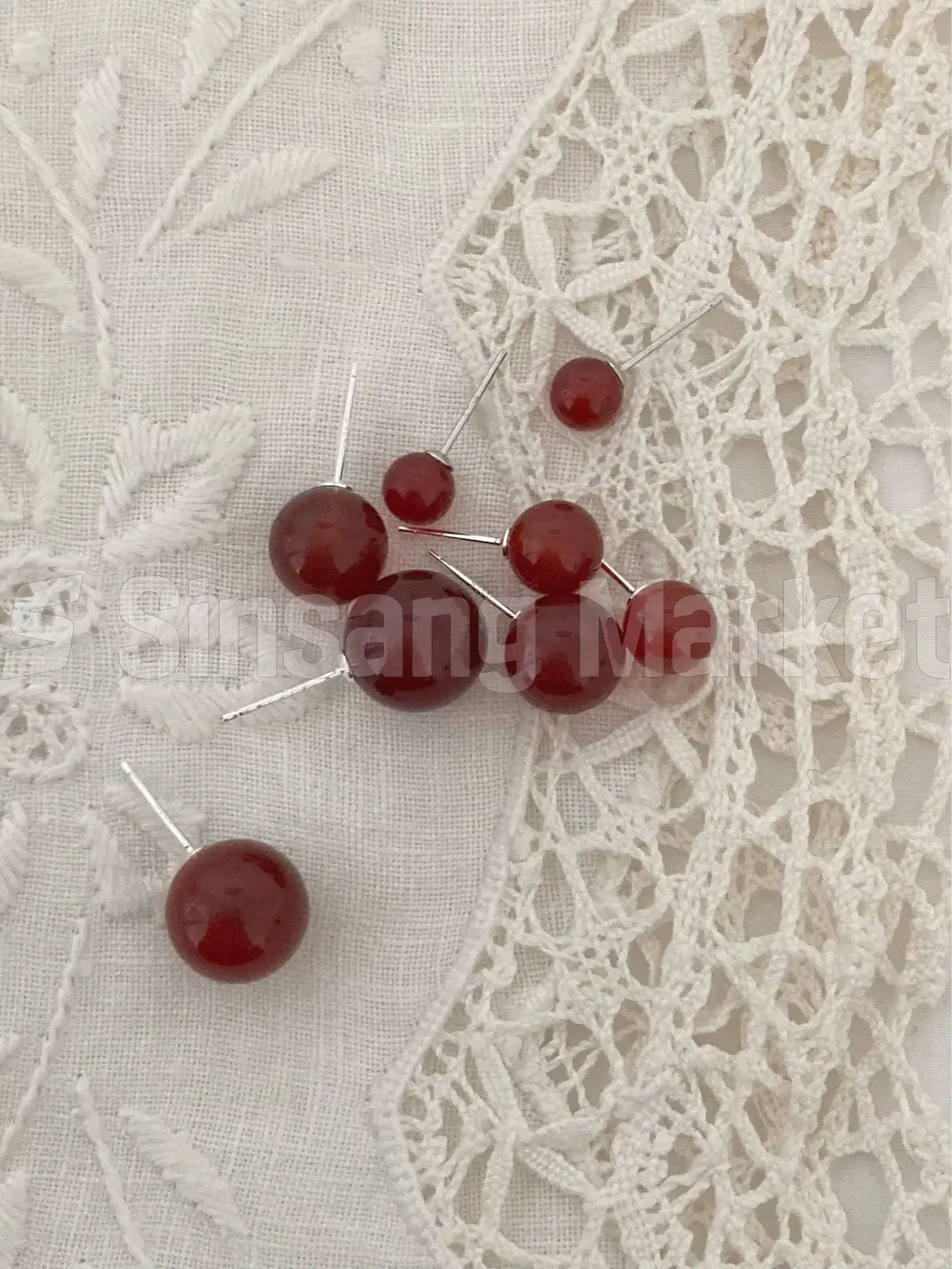 [빠른발송] 925실버 자마노 원석 귀걸이 6mm 8mm 10mm 12m