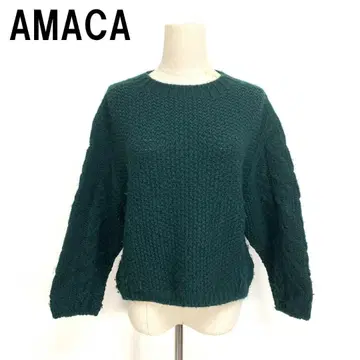 A7474 AMACA 아마카 긴팔 니트 스웨터 울 그린 그린 38