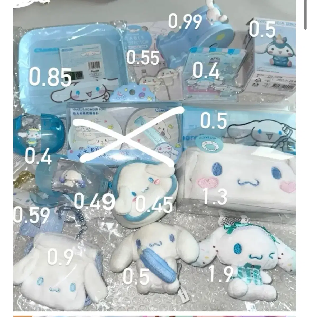 산리오 시나모롤 인형 일괄 처분 피규어 가챠 헤어밴드