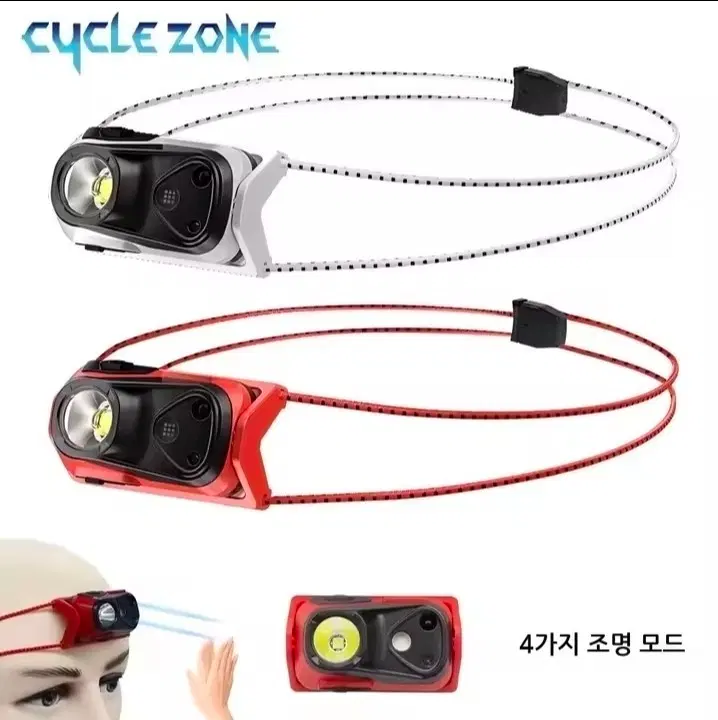 사이클존 헤드랜턴 레드/화이트