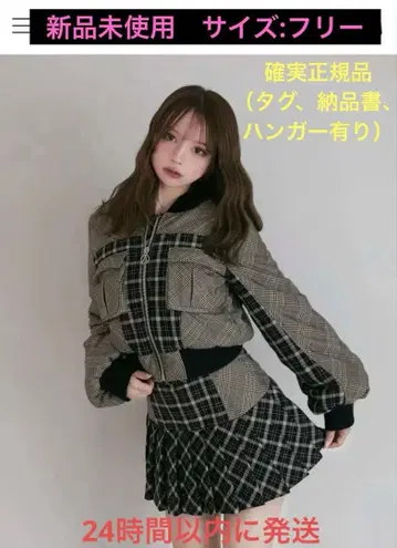 ANDMARY 코코 체크 재킷 블랙