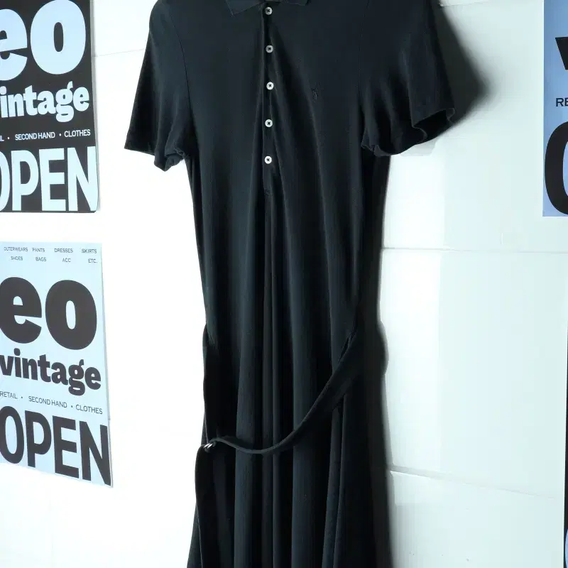 W(M-L) 폴로 랄프로렌 반팔 카라 티셔츠 블랙 벨티드-H37914