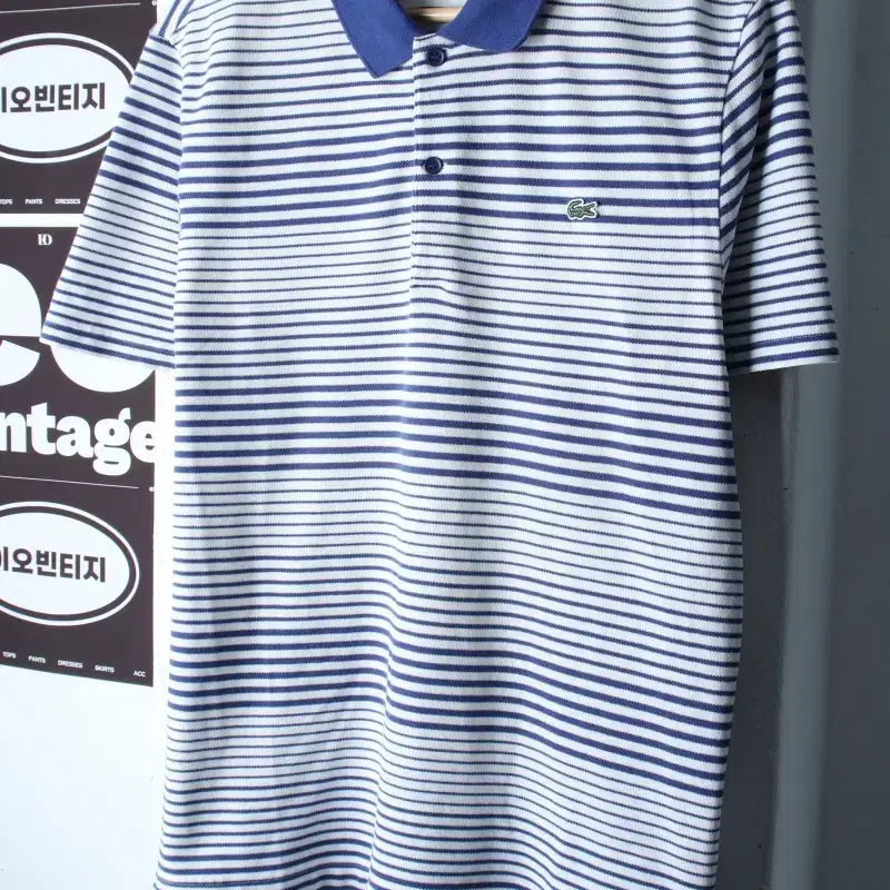 (L-XL) 라코스테 반팔 카라 티셔츠 스트라이프 블루-H37987