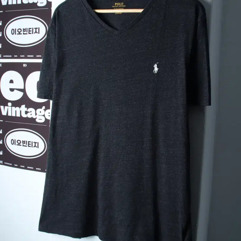 (L-XL) 폴로 랄프로렌 반팔 티셔츠 브이넥 차콜 포니-H37998