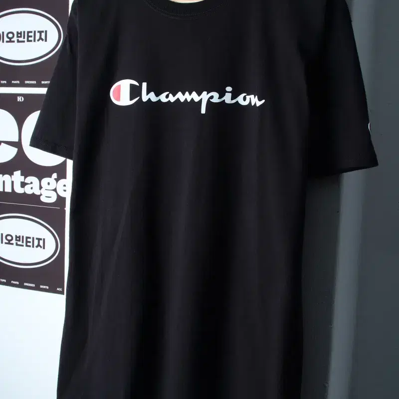 (L-XL) 챔피온 반팔 티셔츠 빅로고 블랙 올드스쿨-H38012