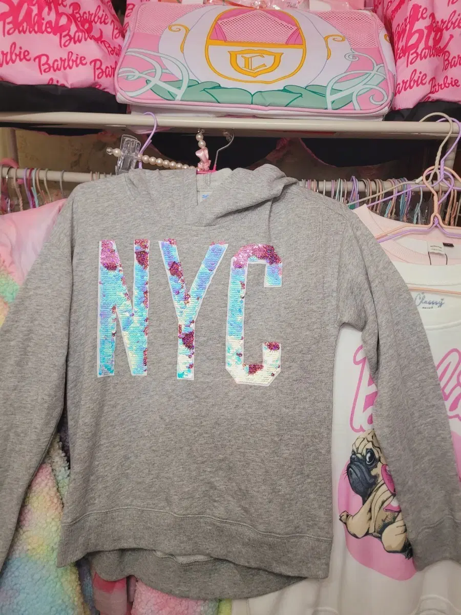 그레이 NYC 시퀸 후드티수입