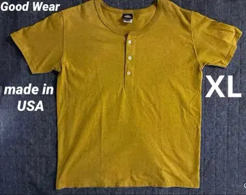굿웨어 Good Wear 헨리넥 T셔츠 멜란지 머스타드 USA제