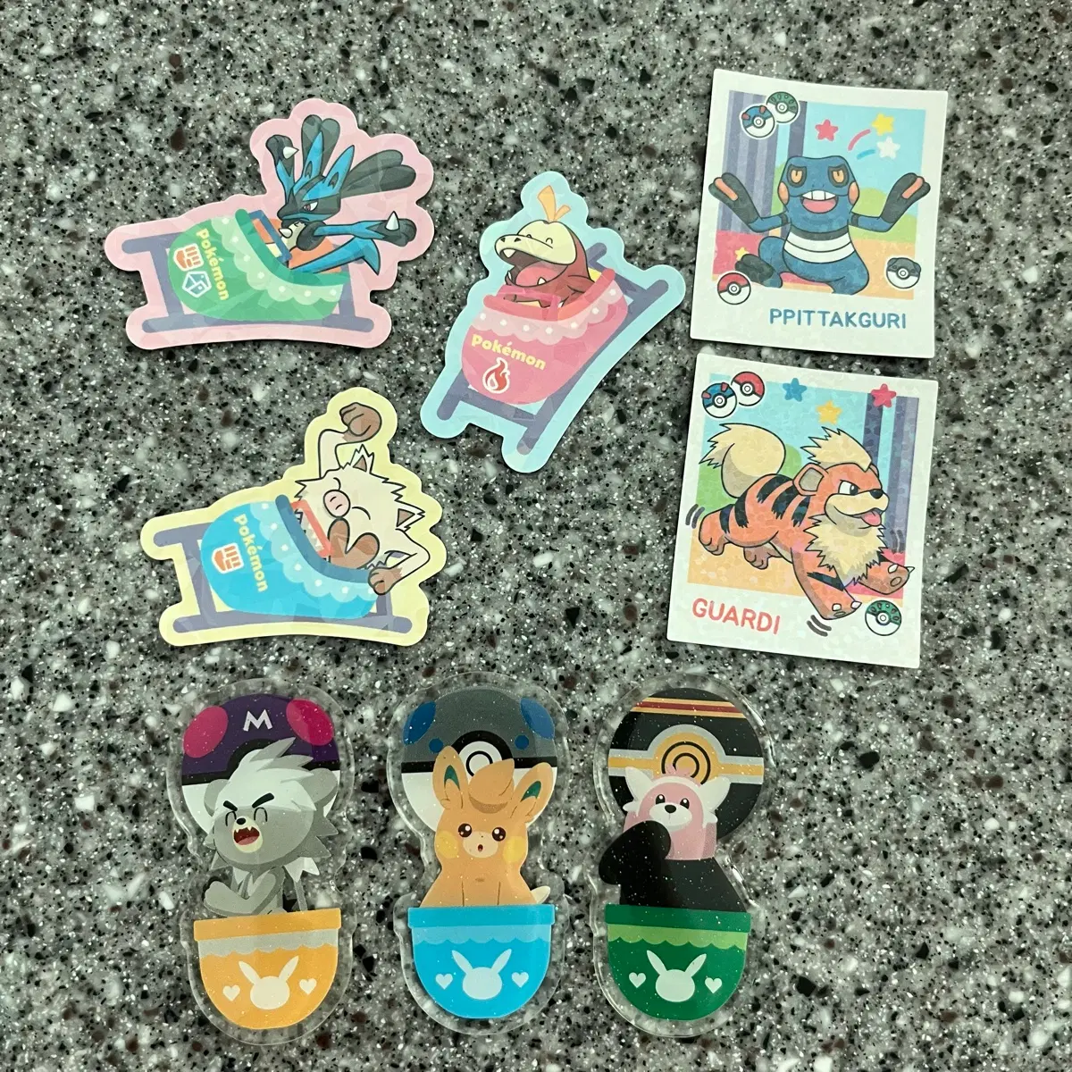포켓몬 롯데월드 스티커 가챠 캡슐토이 루카리오 뜨아거 가디 빠모트 이븐곰 치고마 망키 삐딱구리