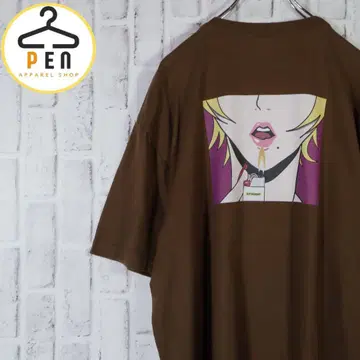 [ 세련된 코디 ] 구제 반팔 티셔츠 임팩트 대 코튼 100% 브라운 L