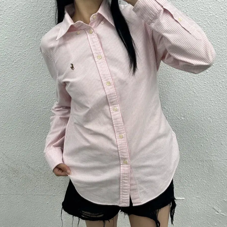폴로 랄프로렌 옥스포드 핑크체크 셔츠 M