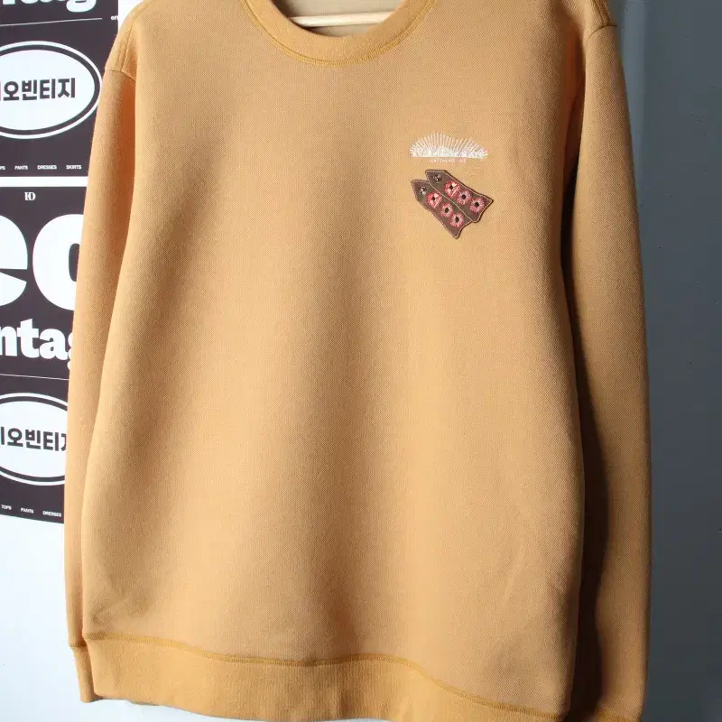 (L-XL) 커스텀멜로우 맨투맨 티셔츠 자수 노랑 올드스쿨-H38027