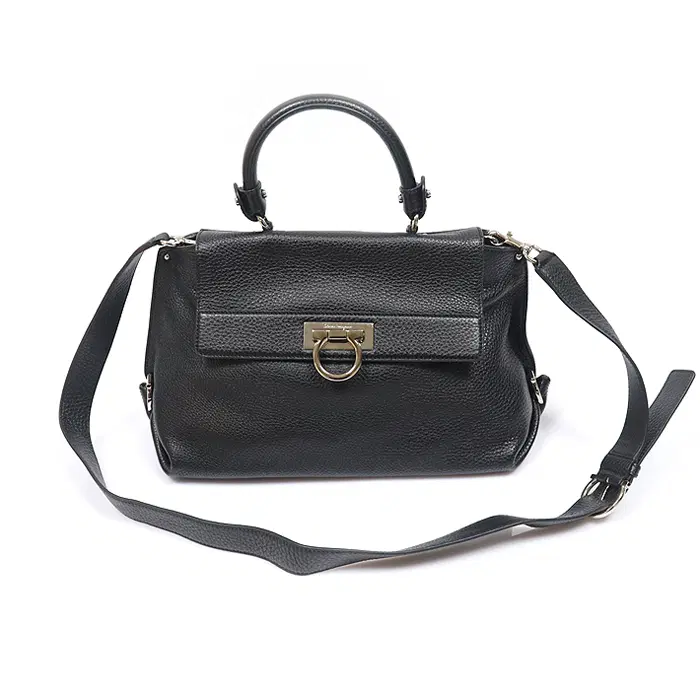 Ferragamo(페라가모) 21 A896 블랙 카프스킨 간치니 소피아 스몰 2WAY MBD95292FE