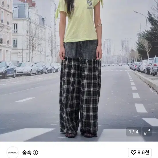 솜속 BAY DENIM CHECK LOUNGE PANTS_BLACK