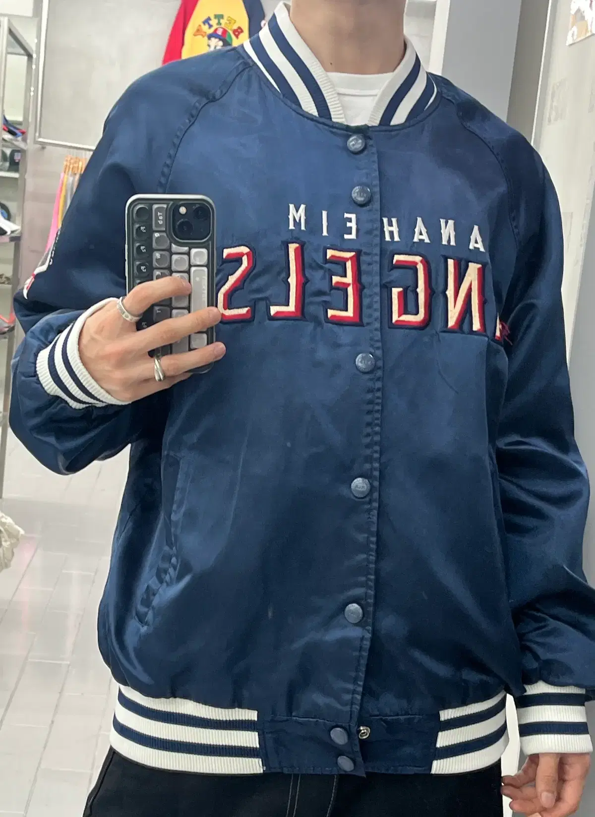 (XL) MLB 애너하임 에인절스 스타디움 자켓 네이비
