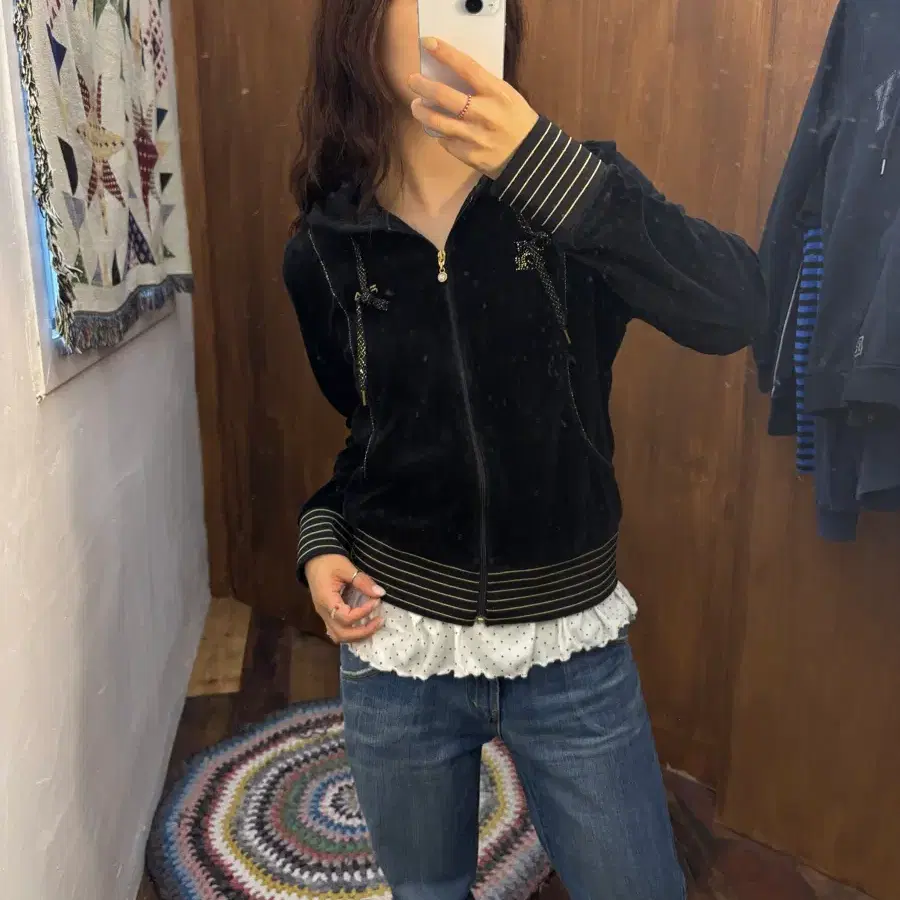 휠라 필라 여성 큐빅 벨벳 후드집업 자켓 (h344)