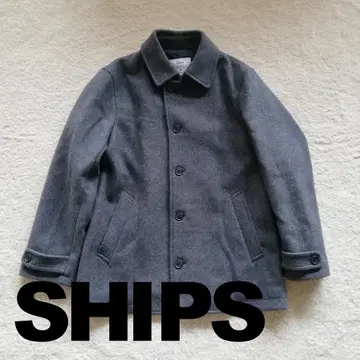 SHIPS 쉽스 멜톤 싱글 P코트 울 남성용 그레이 L