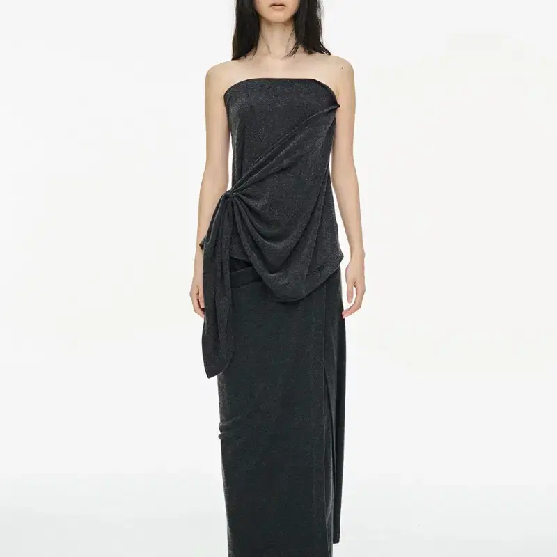 세릭 CERRIC DRAPE LONG SKIRT / CHARCOAL