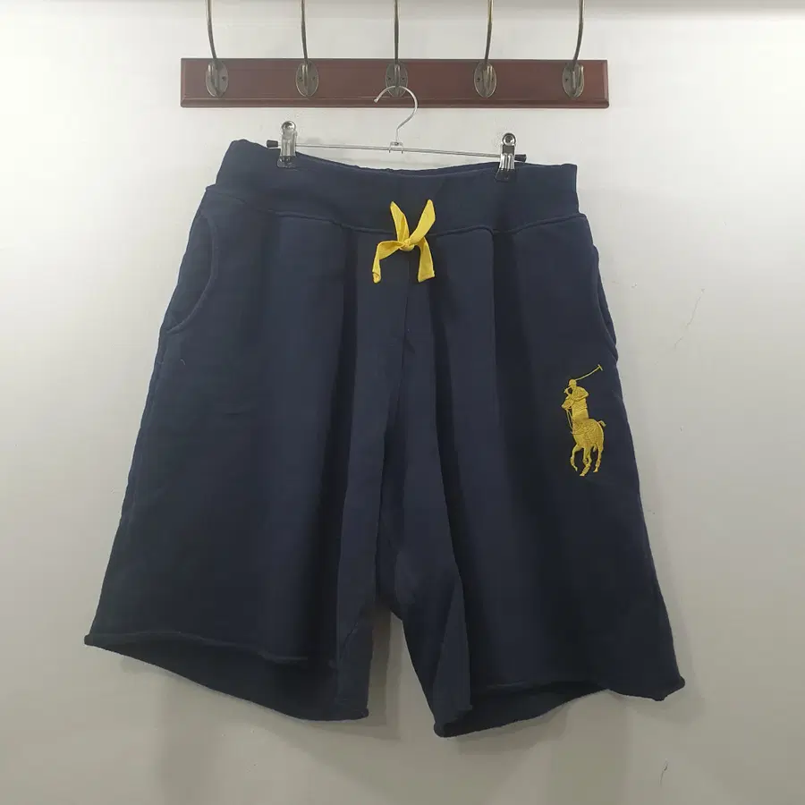 L 폴로랄프로렌 남성 네이비 빅포니 자수로고 밴딩 반바지 오부팬츠