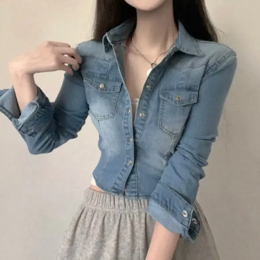 [새상품] 크롭 청자켓
