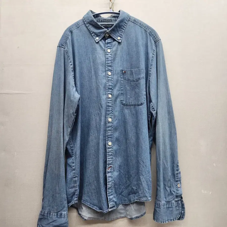 타미힐피거 원포켓 로고 데님 셔츠 M(L)