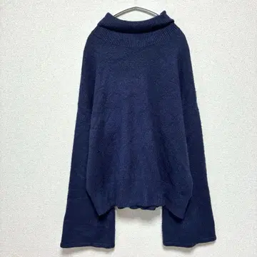 메담 무지 니트 오프 터틀 와이드 슬리브 44 네이비