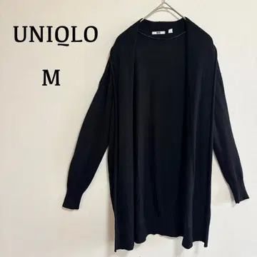 유니클로 롱 가디건 ( M ) 블랙 니트 겉옷 울 100%