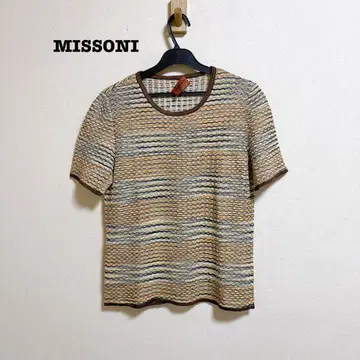 MISSONI 멀티 컬러 보더 니트 반팔