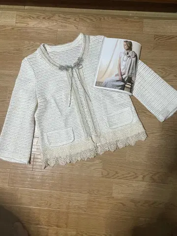잉게보그 시스루 니트 노카라 자켓 카탈로그 게재 새상품급