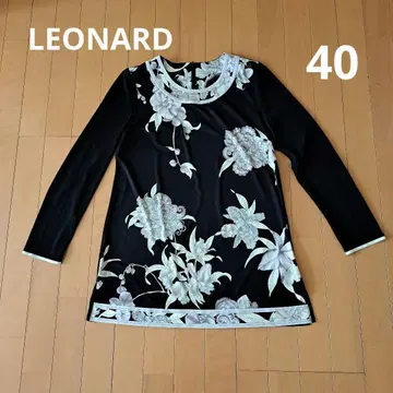 가격 인하 [ LEONARD ] 새상품급 블랙 꽃무늬 긴팔 튜닉 사이즈 40
