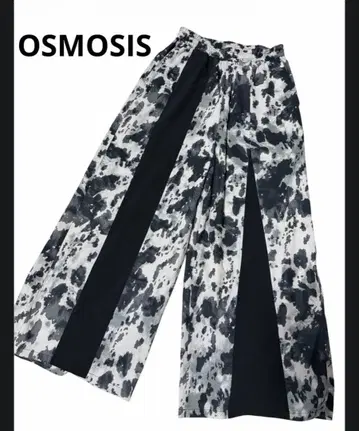 OSMOSIS 프린트 절개 와이드 팬츠 올 패턴 비대칭 팬츠
