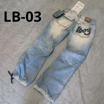 LB-03 배기 데님 라이트 블루 자수 로고 2way 데님