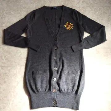 독특한 로고입니다 랄프 로렌 그레이 긴팔 가디건 버튼 포함