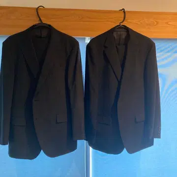남성용 블랙 포멀 셋업 수트 2벌 세트