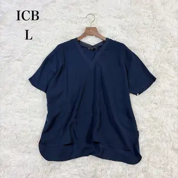 ICB (L) V넥 돌먼 블라우스 네이비 드레이프감 루즈핏 고급