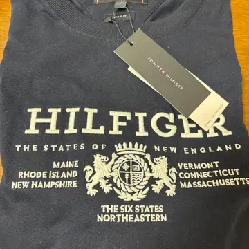 TOMMY HILFIGER 자수 로고 T셔츠 네이비 L사이즈