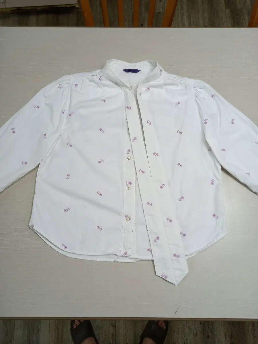 XL105 ANNA SUI 퍼플로즈 긴팔셔츠 화이트 XL-485
