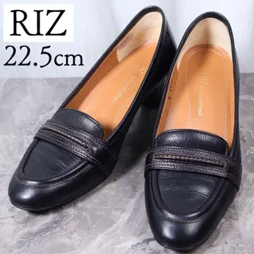 [컨디션 최상] Riz 리즈 22.5 로퍼 펌프스 가죽 천연 가죽 블랙 힐