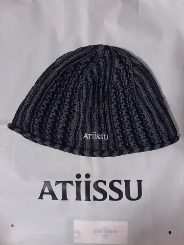 ATiiSSU atiissu 스트라이프 니트 모자 다크 그레이