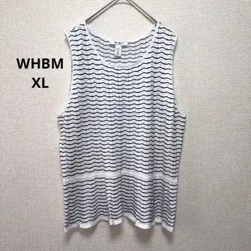 WHBM 보더 탱크 크루넥 슬리브리스 XL 화이트 블랙 깔끔한