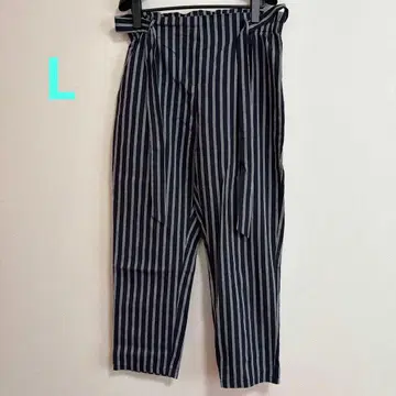 PSLA 스트라이프 팬츠 테이퍼드 L 네이비 화이트