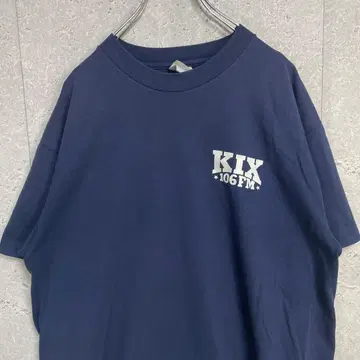 Hanes KIX106FM 프린트 네이비 반팔 T셔츠 구제 의류 L