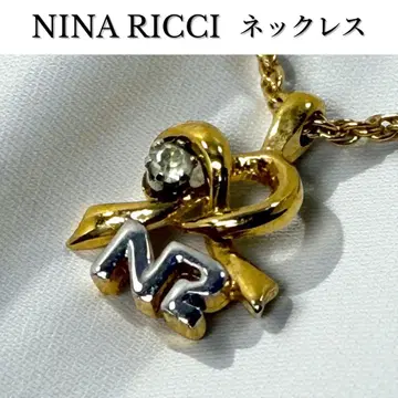 [컨디션 최상] NINARICCI 니나리치 로고 크리스탈 목걸이 골드